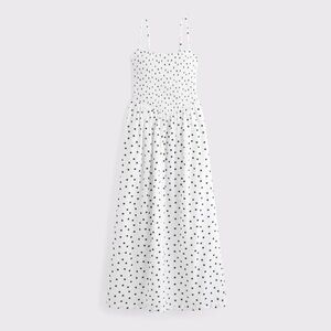 Abercrombie & Fitch Dipped-Waist Smocked Midi Dress